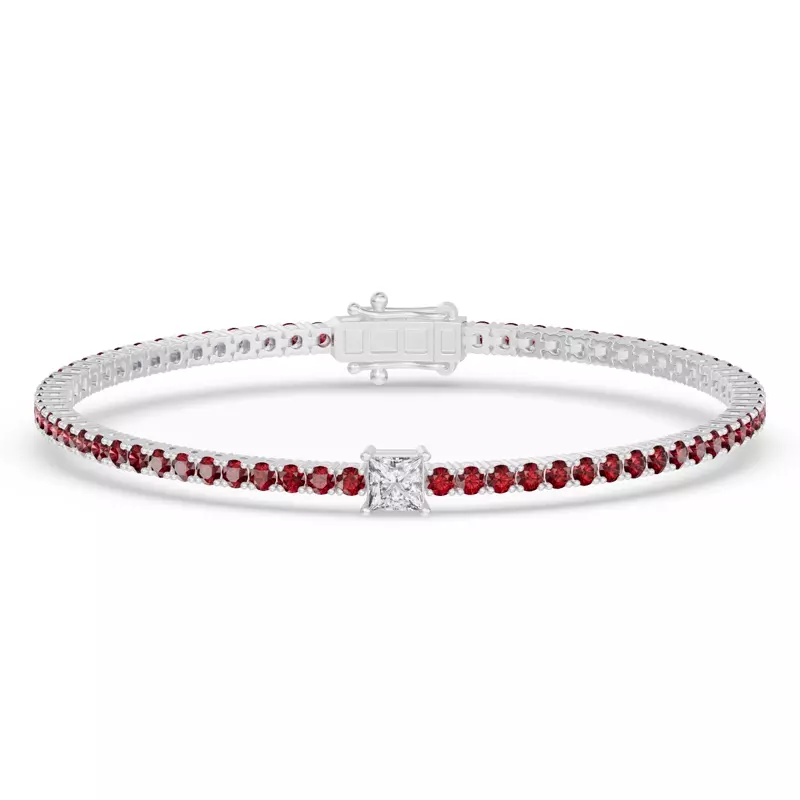 Lunava Ruby & Princess Lab Diamond Tennis Bracelet