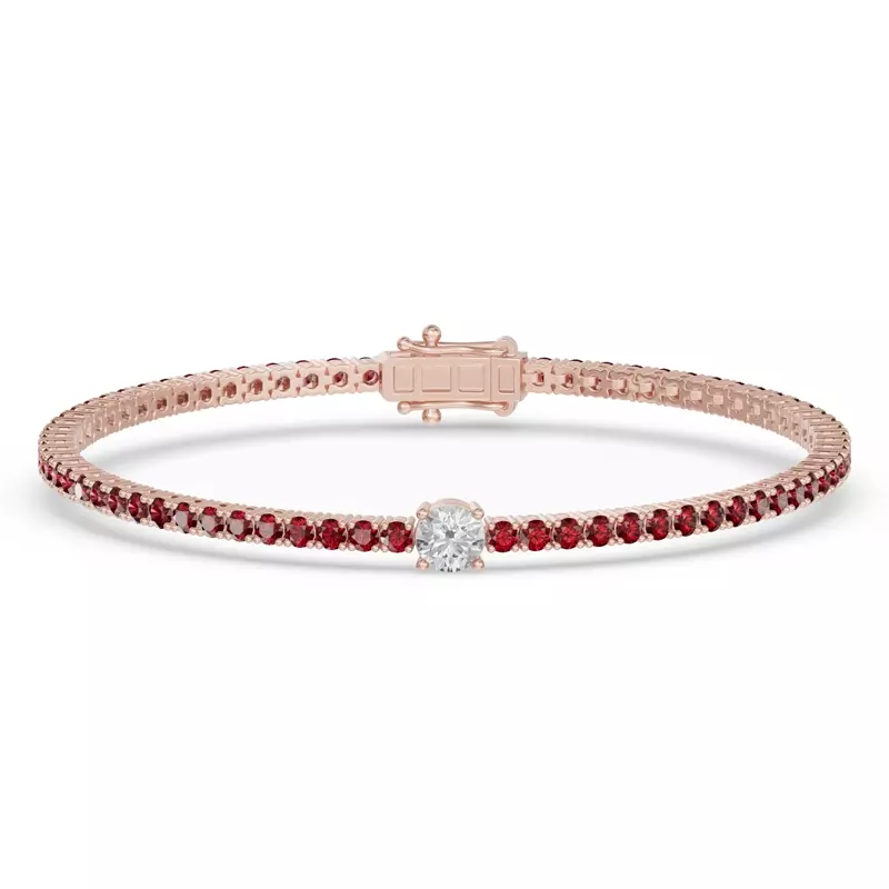 Lunava Ruby & Round Lab Diamond Tennis Bracelet