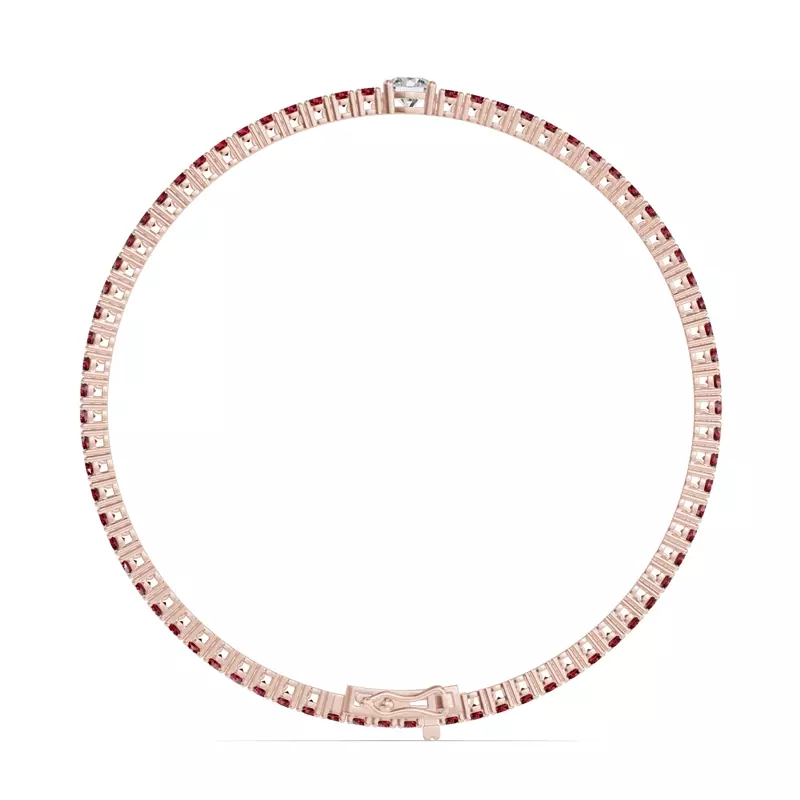 14K Rose Gold Lunava Ruby & Round Lab Diamond Tennis Bracelet
