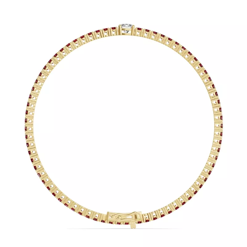 14K Yellow Gold Lunava Ruby & Round Lab Diamond Tennis Bracelet