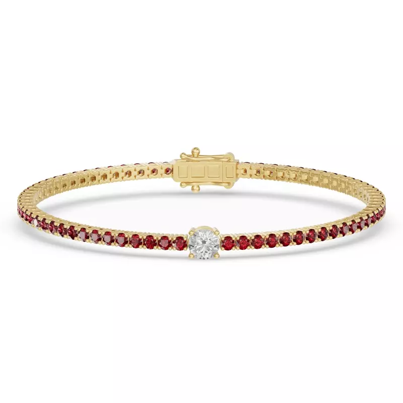 Lunava Ruby & Round Lab Diamond Tennis Bracelet