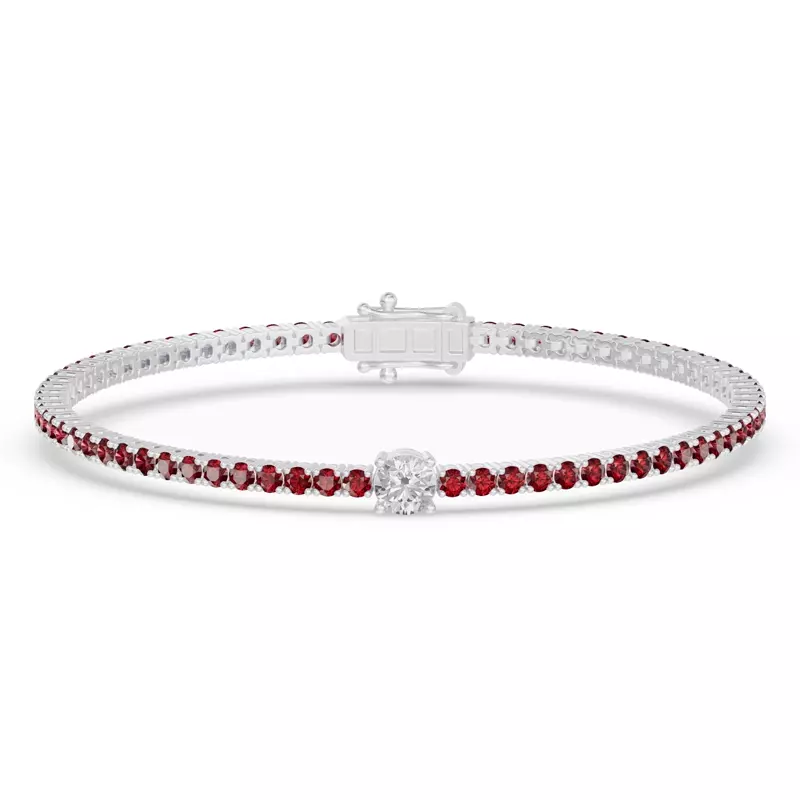 Lunava Ruby & Round Lab Diamond Tennis Bracelet