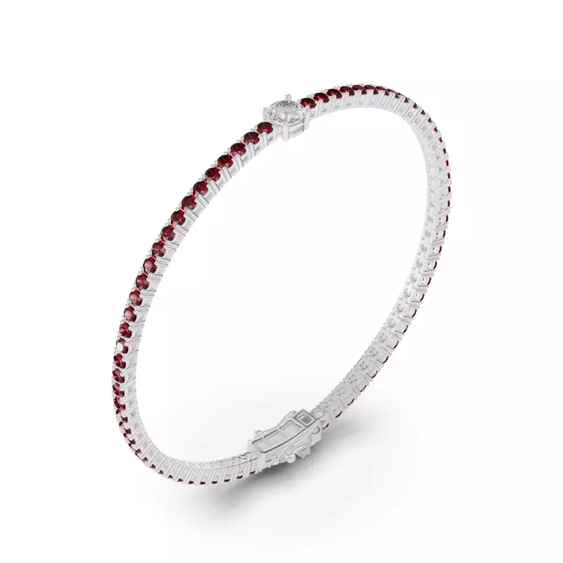 Platinum Lunava Ruby & Round Lab Diamond Tennis Bracelet