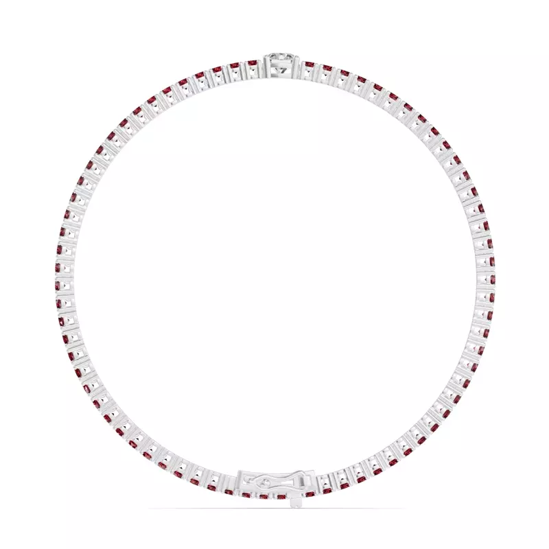 Platinum Lunava Ruby & Round Lab Diamond Tennis Bracelet