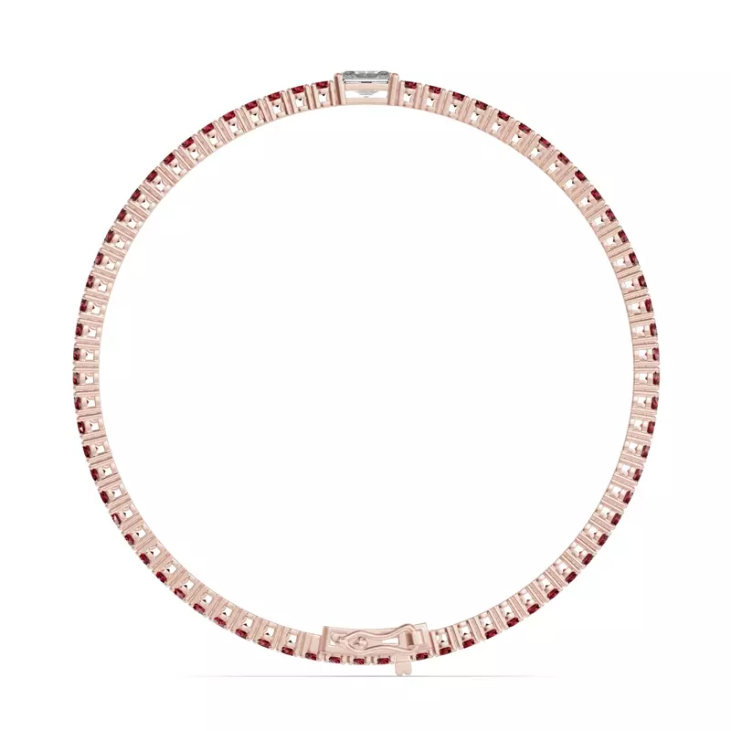 14K Rose Gold Lunava Ruby & Radiant Lab Diamond Tennis Bracelet