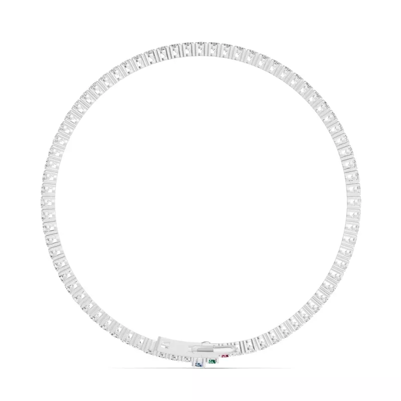 14K White Gold Heart Charm Lab Diamond Tennis Bracelet