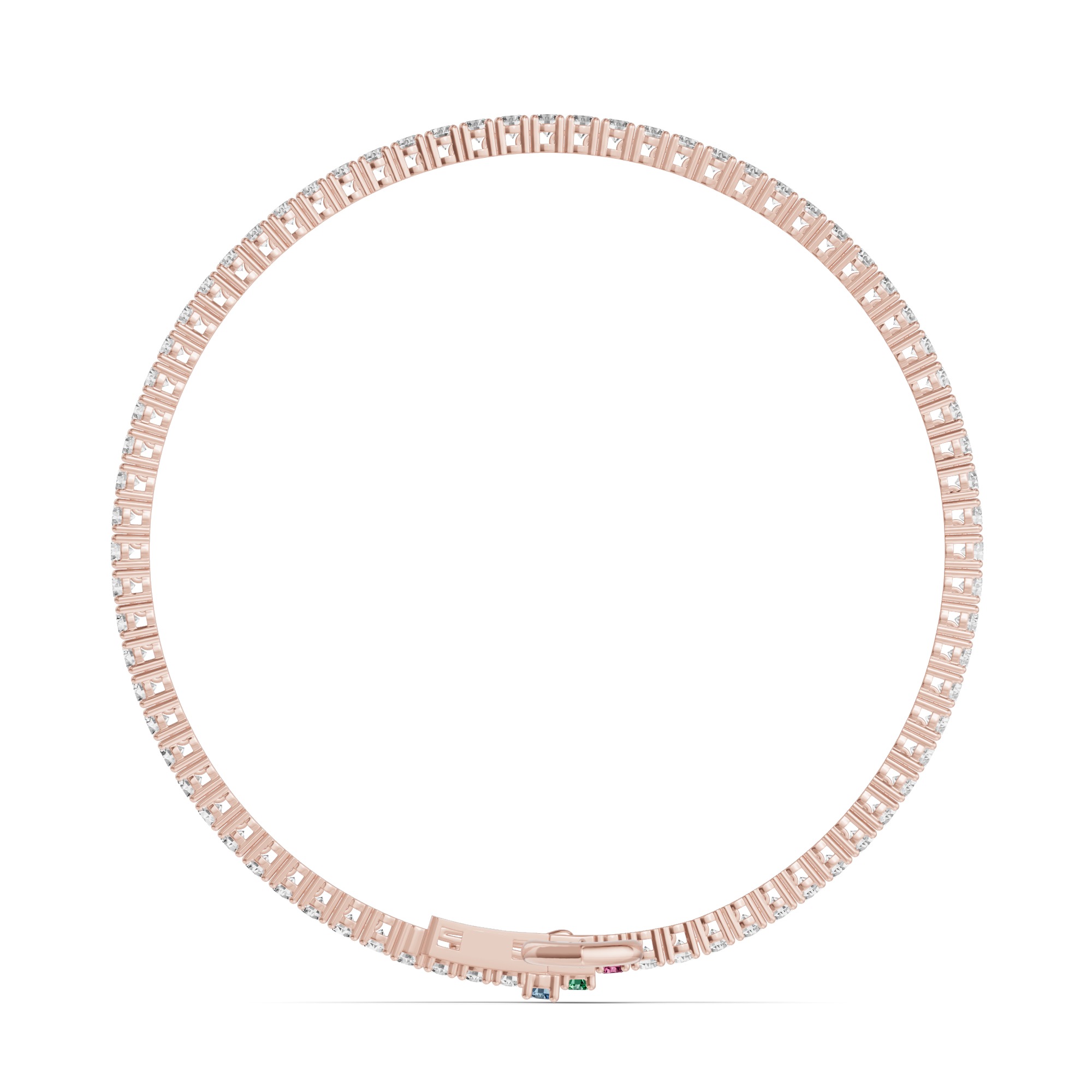 18K Rose Gold Heart Charm Lab Diamond Tennis Bracelet