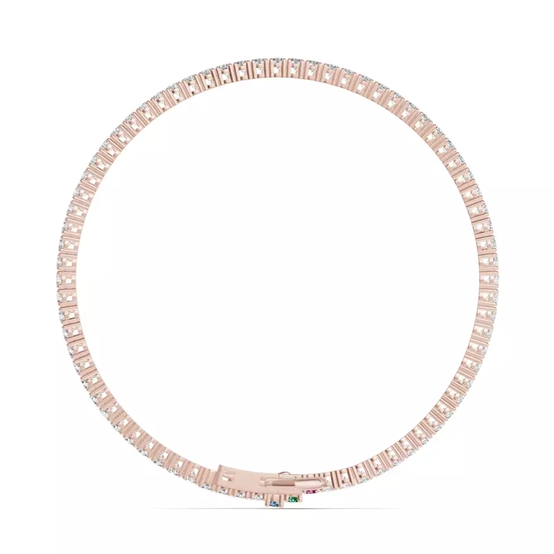 18K Rose Gold Heart Charm Diamond Tennis Bracelet