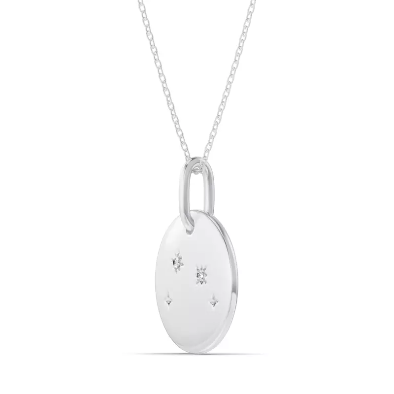 14K White Gold Aries Zodiac Constellation Medallion Necklace