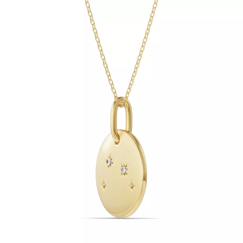 14K Yellow Gold Aries Zodiac Constellation Medallion Pendant