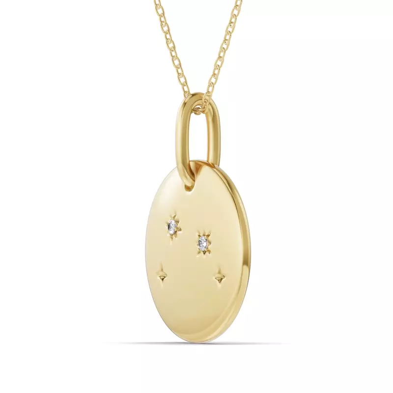 14K Yellow Gold Aries Zodiac Constellation Medallion Pendant