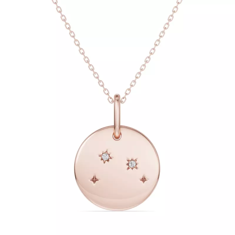18K Rose Gold Aries Constellation Medallion Pendant