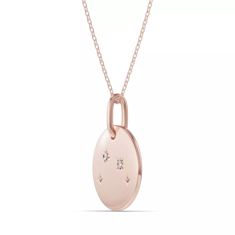 18K Rose Gold Aries Constellation Medallion Pendant