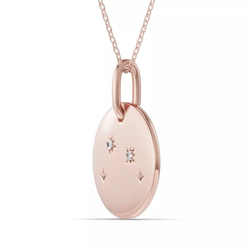18K Rose Gold Aries Zodiac Constellation Medallion Necklace