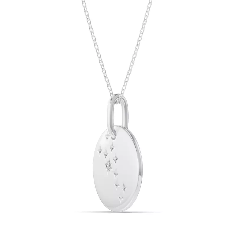14K White Gold Taurus Zodiac Constellation Medallion Necklace