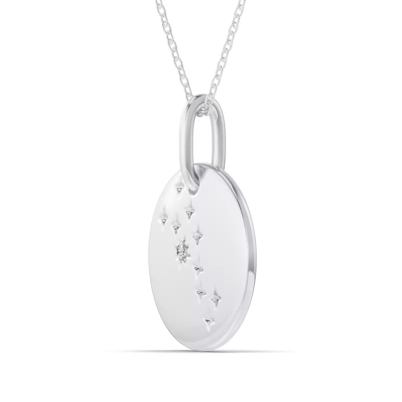 14K White Gold Taurus Zodiac Constellation Medallion Necklace
