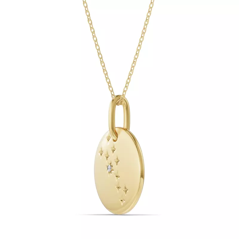 14K Yellow Gold Taurus Zodiac Constellation Medallion Necklace