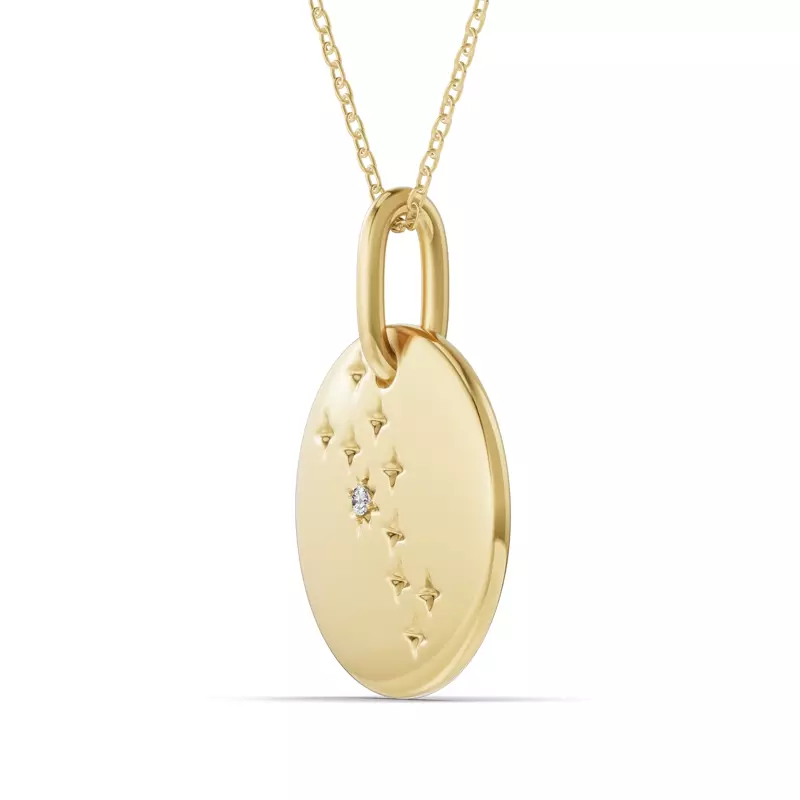 14K Yellow Gold Taurus Zodiac Constellation Medallion Necklace