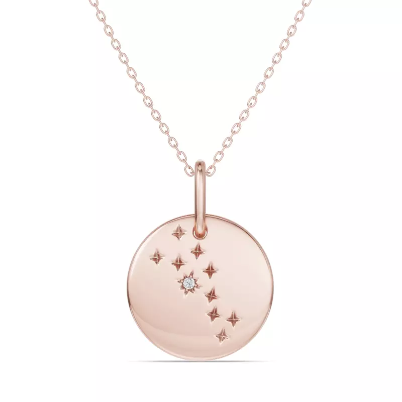 18K Rose Gold Taurus Constellation Medallion Pendant