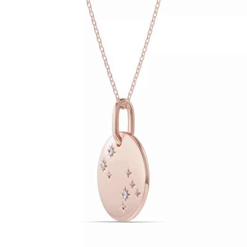 14K Rose Gold Gemini Zodiac Constellation Medallion Necklace