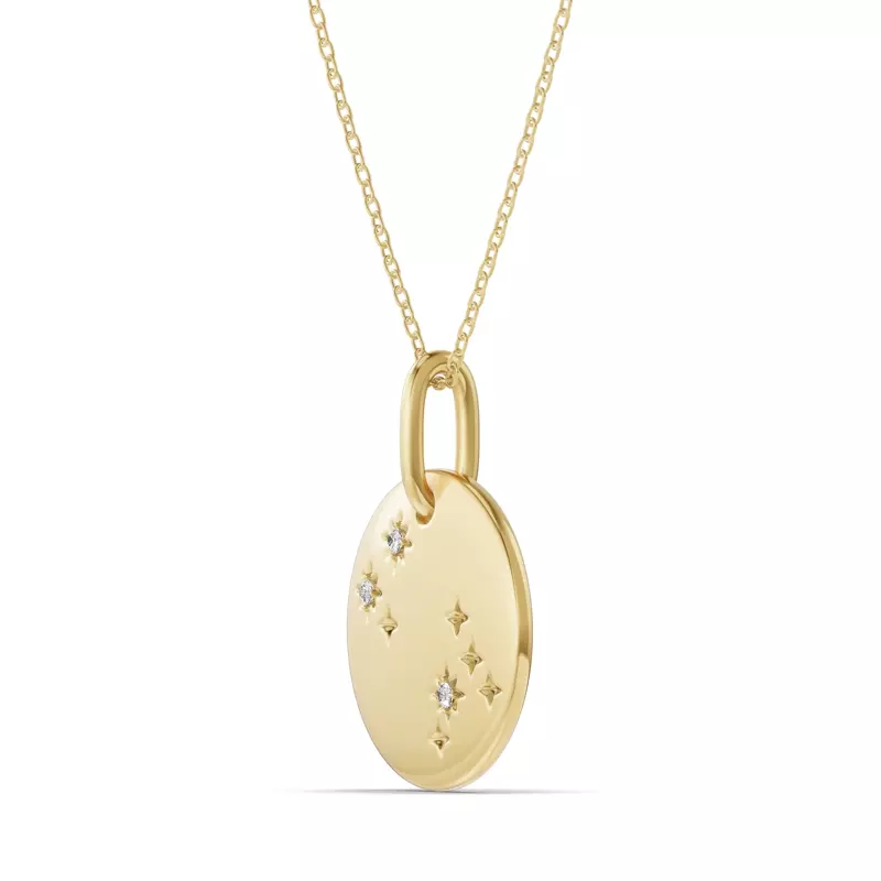 14K Yellow Gold Gemini Zodiac Constellation Medallion Necklace