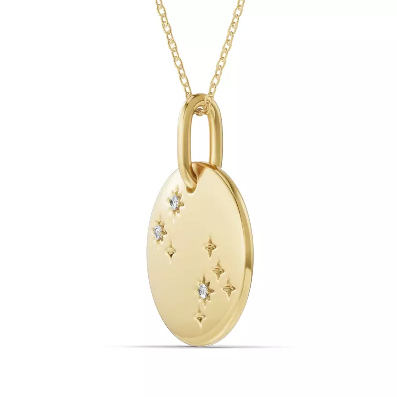 14K Yellow Gold Gemini Zodiac Constellation Medallion Necklace