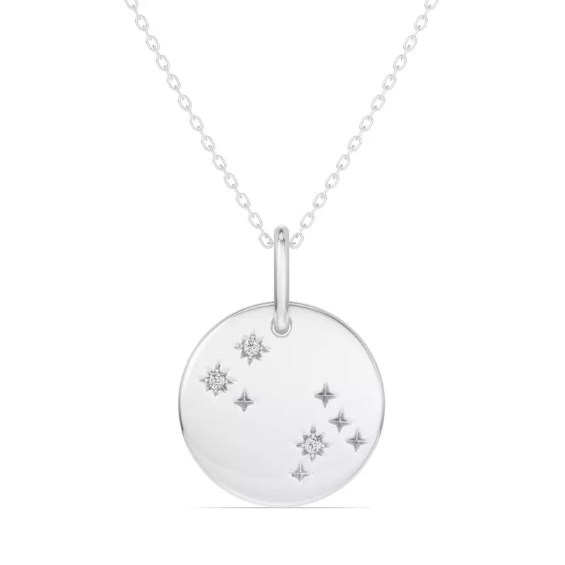 Platinum Gemini Constellation Medallion Pendant