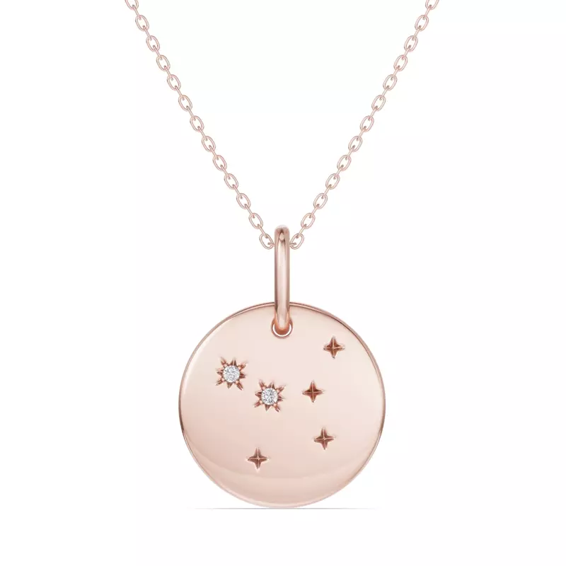 14K Rose Gold Cancer Constellation Medallion Pendant