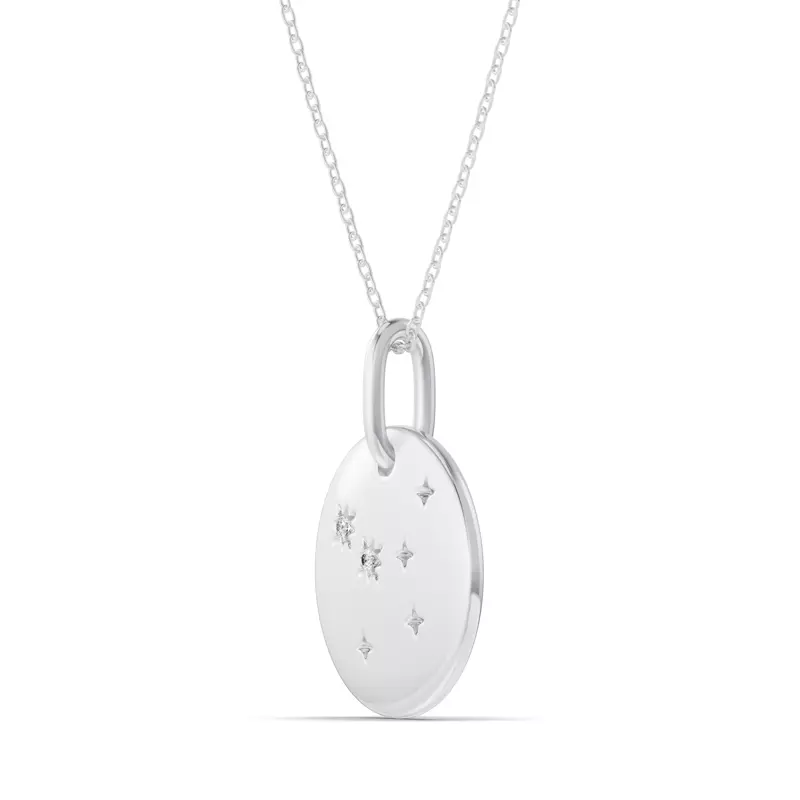 14K White Gold Cancer Zodiac Constellation Medallion Necklace