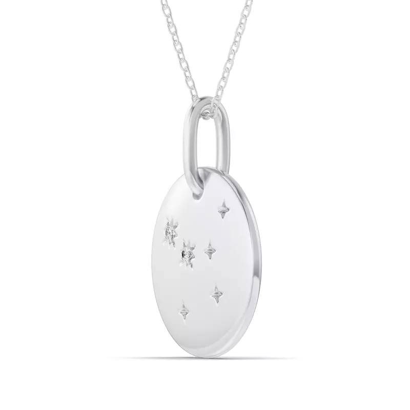 14K White Gold Cancer Zodiac Constellation Medallion Necklace