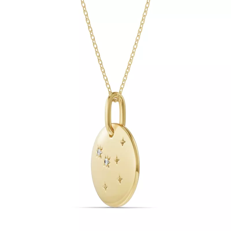 14K Yellow Gold Cancer Zodiac Constellation Medallion Necklace