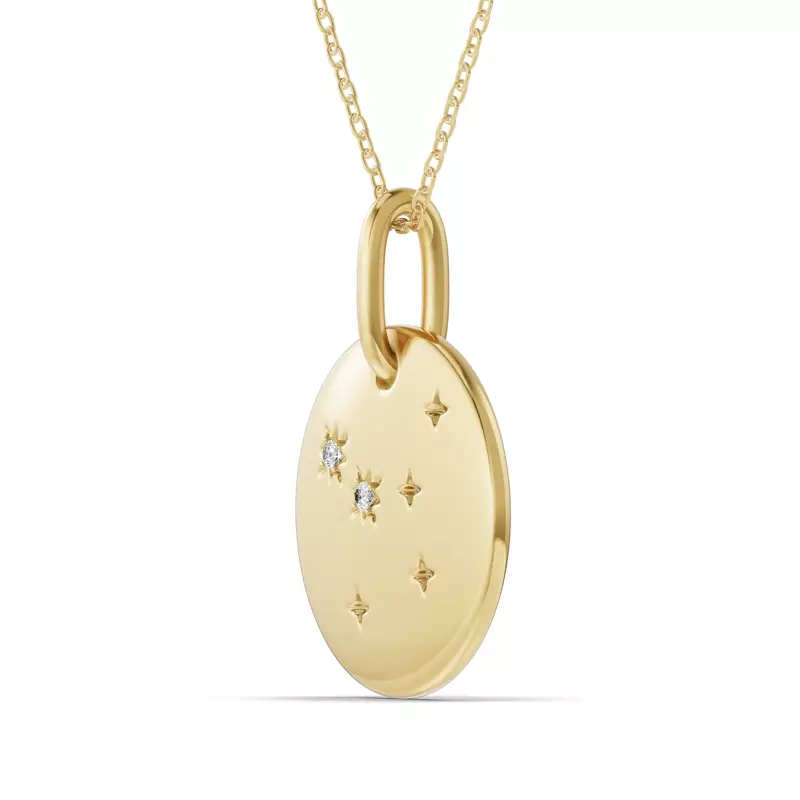 14K Yellow Gold Cancer Zodiac Constellation Medallion Necklace