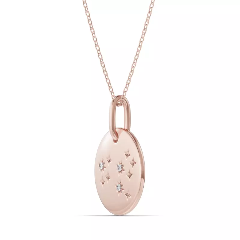 14K Rose Gold Leo Zodiac Constellation Medallion Necklace