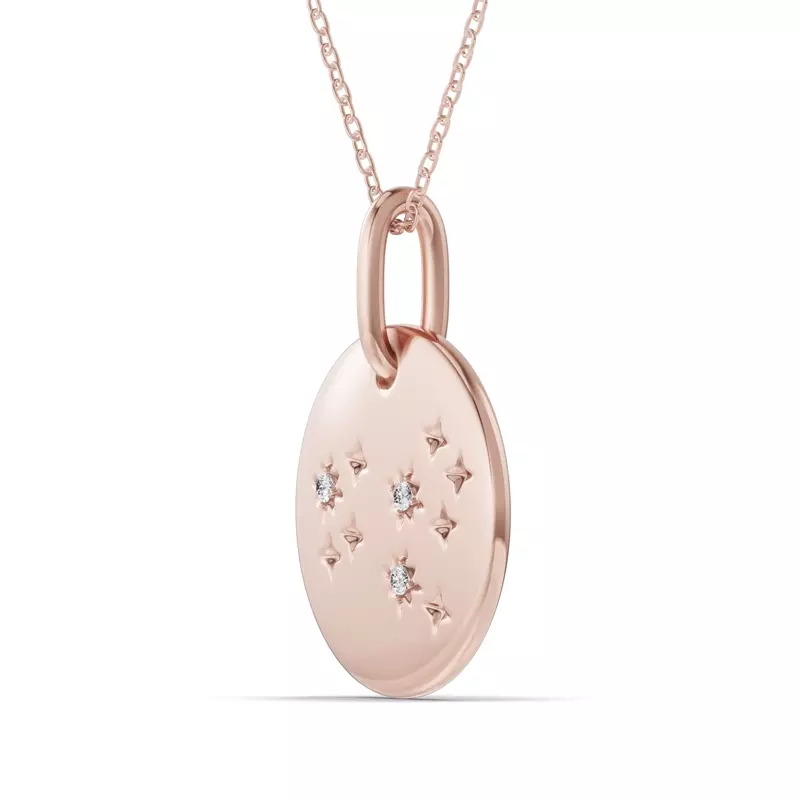 14K Rose Gold Leo Zodiac Constellation Medallion Necklace