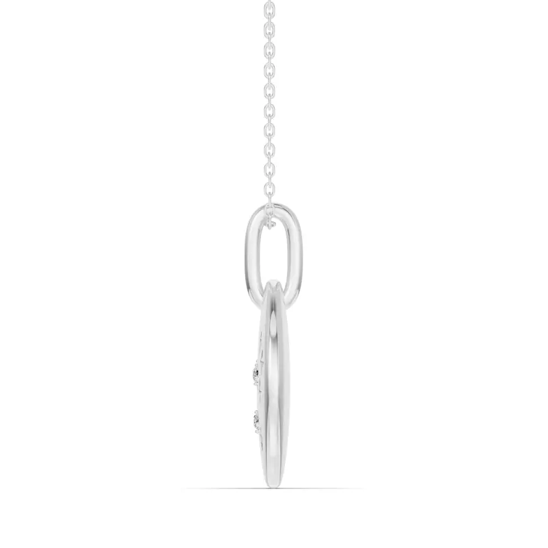 14K White Gold Leo Constellation Medallion Pendant