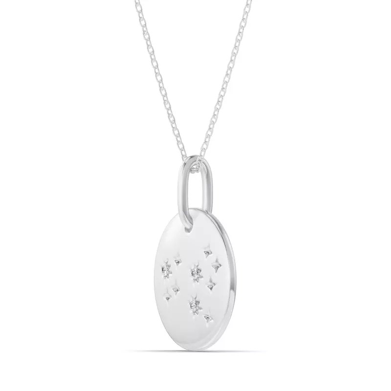 14K White Gold Leo Constellation Medallion Pendant