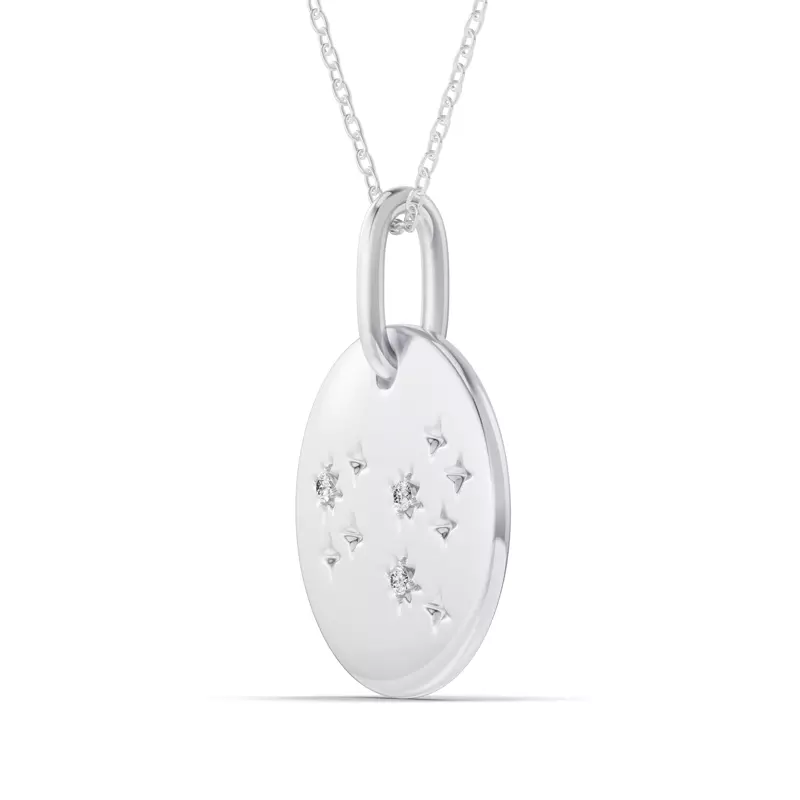 14K White Gold Leo Constellation Medallion Pendant