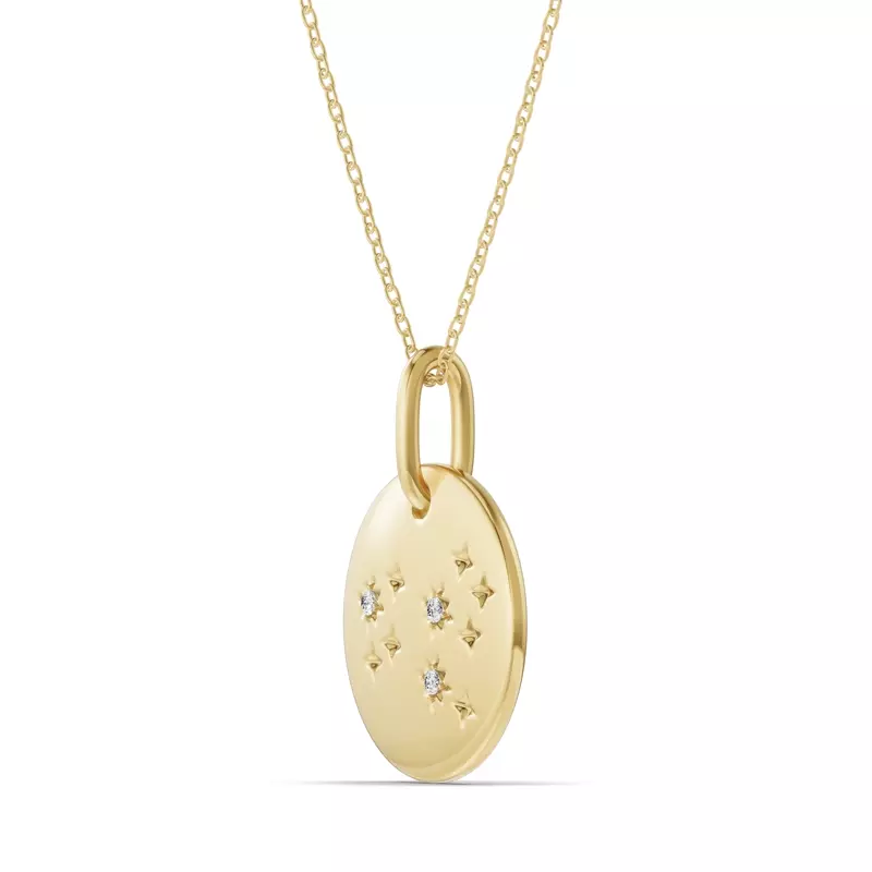 14K Yellow Gold Leo Zodiac Constellation Medallion Necklace