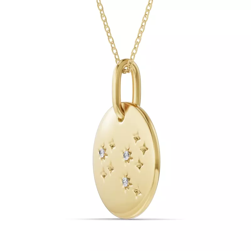 14K Yellow Gold Leo Zodiac Constellation Medallion Necklace