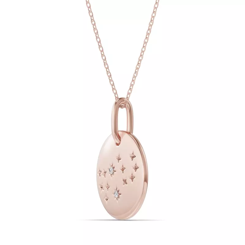 14K Rose Gold Virgo Zodiac Constellation Medallion Necklace