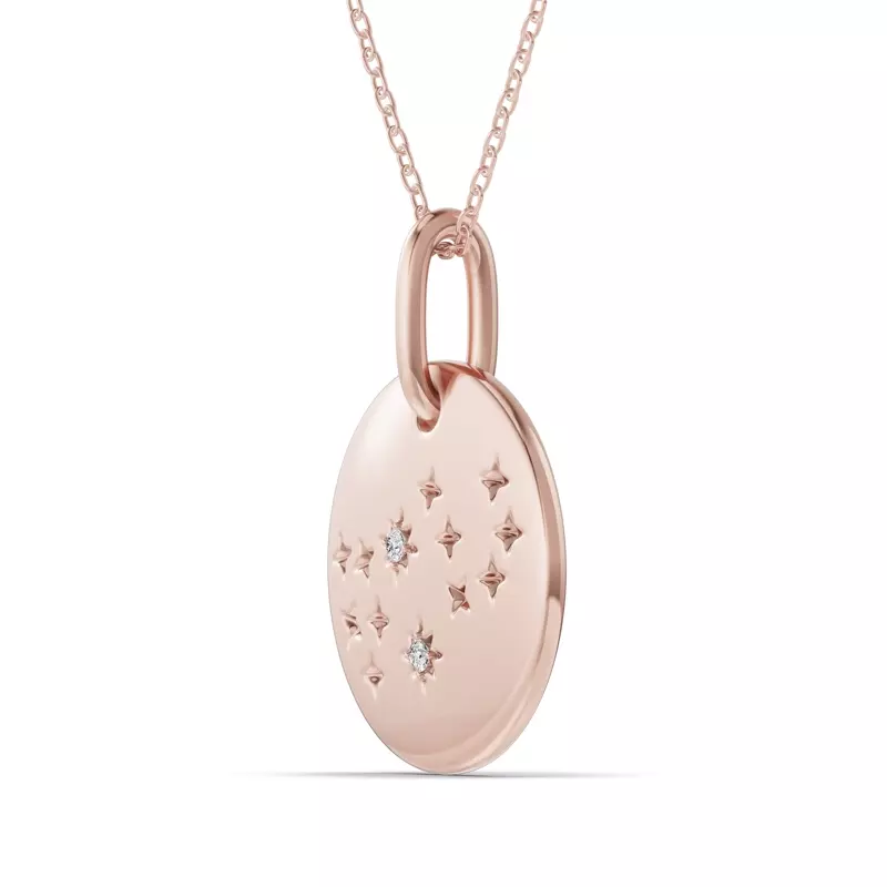 14K Rose Gold Virgo Zodiac Constellation Medallion Necklace