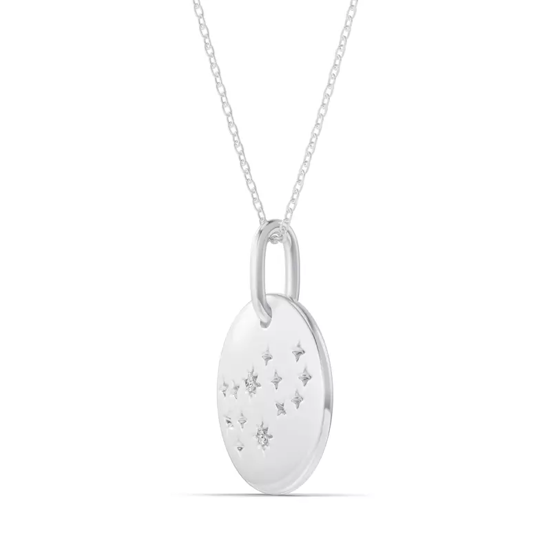 14K White Gold Virgo Constellation Medallion Pendant