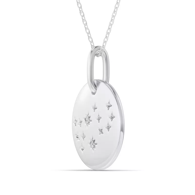 14K White Gold Virgo Constellation Medallion Pendant