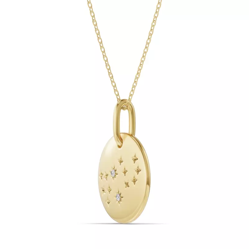 18K Yellow Gold Virgo Zodiac Constellation Medallion Necklace