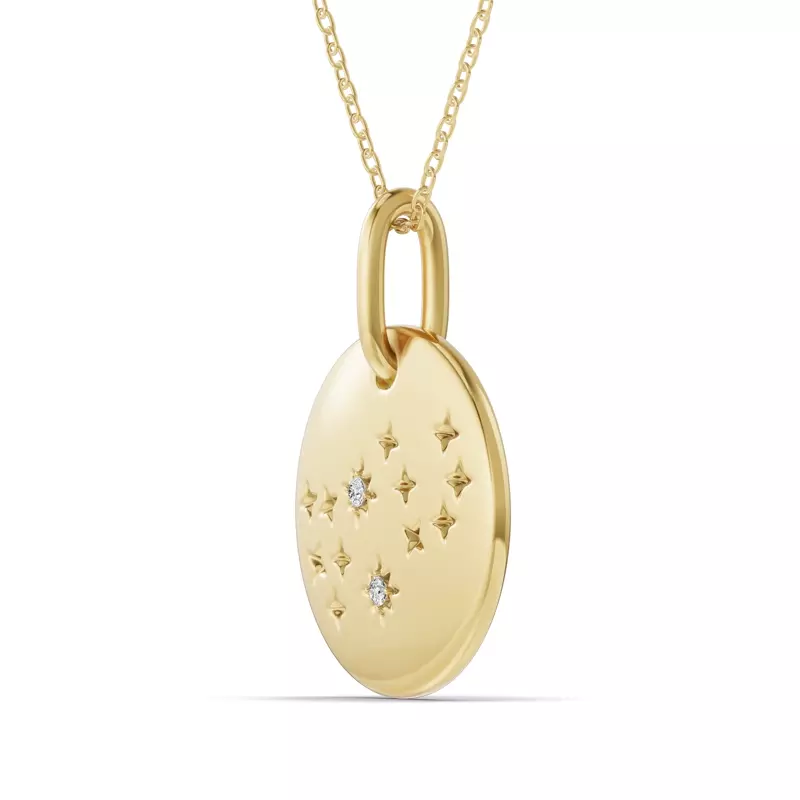 18K Yellow Gold Virgo Zodiac Constellation Medallion Necklace