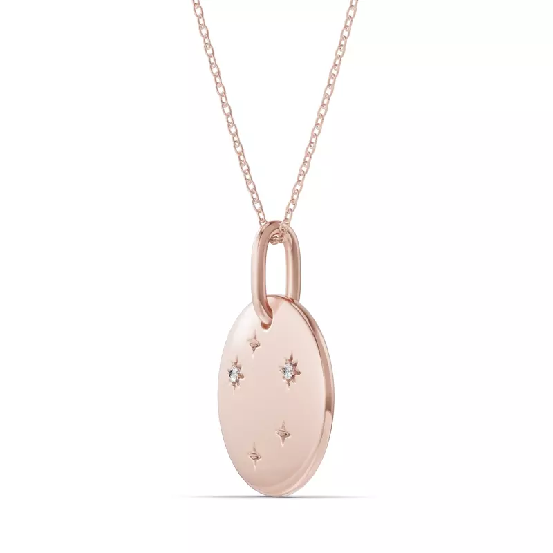 14K Rose Gold Libra Zodiac Constellation Medallion Necklace