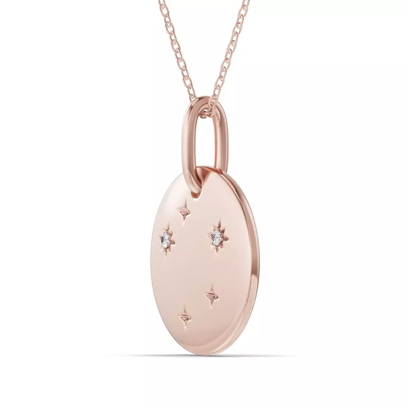 14K Rose Gold Libra Zodiac Constellation Medallion Necklace
