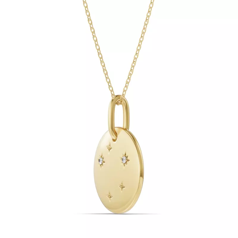 14K Yellow Gold Libra Constellation Medallion Pendant