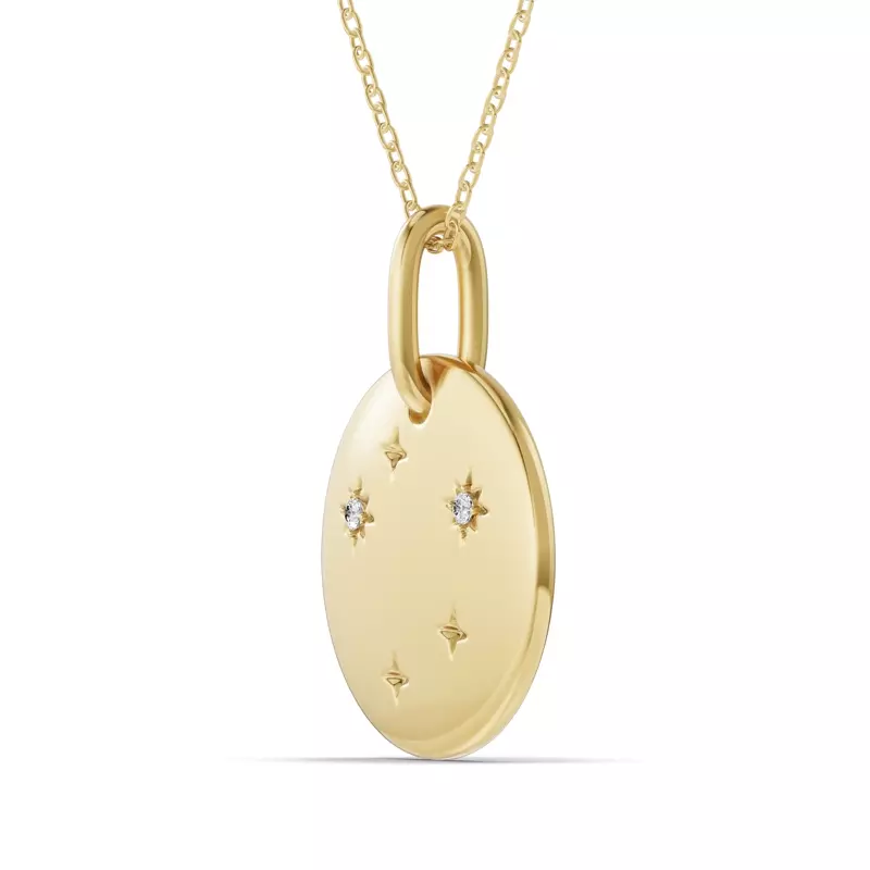 14K Yellow Gold Libra Constellation Medallion Pendant