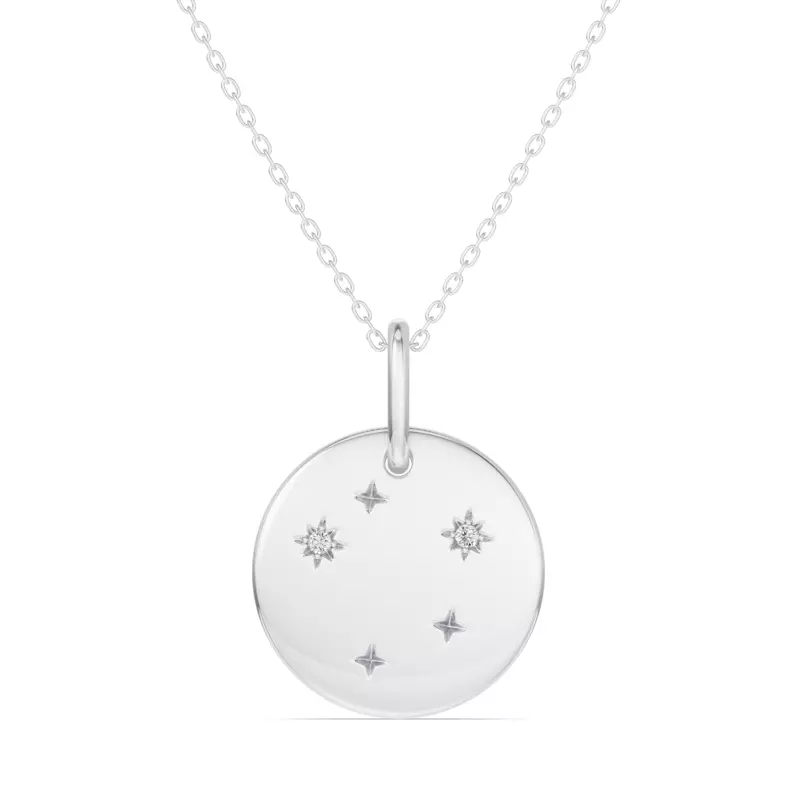18K White Gold Libra Constellation Medallion Pendant